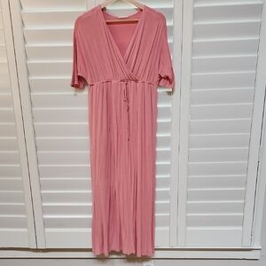 Pink Maxi Wrap Sundress with Dolman Sleeves